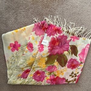 STUNNING 💐 100% Wool Boutique Knit Watercolour Floral Scarf Mimou Print.